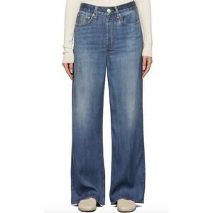 Rag & Bone Liquid Miramar Blue Wide Leg Jeans Sz 31 Printed Sweatpants